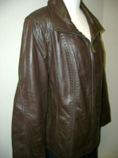 Michael Kors Womans Pick Stitch Leather Jacket 3X