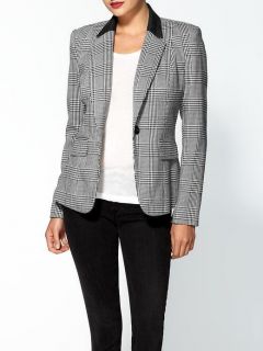 MICHAEL Michael Kors One Button Plaid Jacket. Full length sleeves with