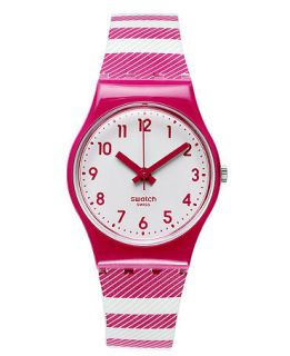 Swatch Watch, Womens Swiss Rubine Tracks Gray and Pink Printed