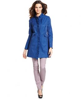 DKNY Coat, Ruffle Trim Walker Raincoat   Womens Coats