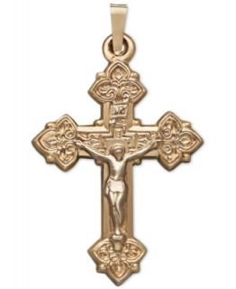 14k Gold Charm, Reversible Crucifix Cross Charm   Jewelry & Watches