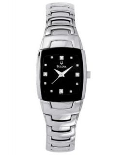 Bulova Watch, Womens Black Plated Stainless Steel Bracelet 24mm