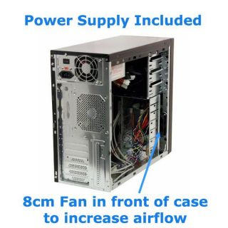 824 Black Mid Tower Computer Case w Temp LCD 500W PS
