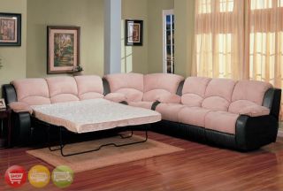 Sectional Sleeper Sofa Microfiber Couch Set Reclining