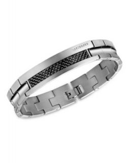 Breil Mens Bracelet, Stainless Steel and Carbon Fiber Link Bracelet