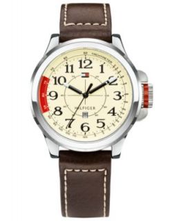Tommy Hilfiger Watch, Mens Brown Leather Strap 1790684   All Watches