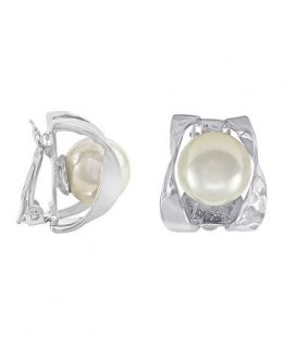 Majorica Pearl Earrings, Sterling Silver White Organic Man Made Pearl