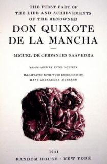 Don Quixote de La Mancha by Miguel de Cervantes Saavedra 1941 HC