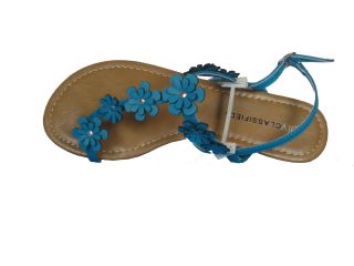 City Classified Mika s Floral Toe Ring Flat Sandal Color Turquoise