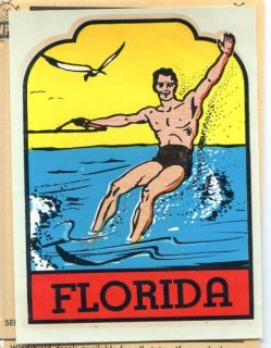 Vintage Florida Retro Waterski Waterskier Souvenir Beach Travel Water