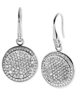 Michael Kors Earrings, Silver Tone Concave Glass Pave Drop Earrings