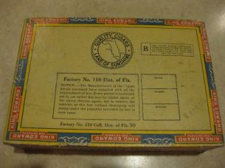 Edward Invincible Cigar Box Made Florida Mild Tobacco 2 for 6¢
