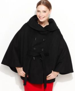 Calvin Klein Coat, Asymmetrical Wool Blend Belted Cape