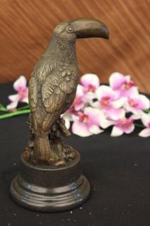 Signed Milo Toucan Bird Bronze Sculpture Statue Hand Made Marble