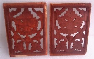 Nice Pair of Pierce Leaf Carved Mahogany Panels