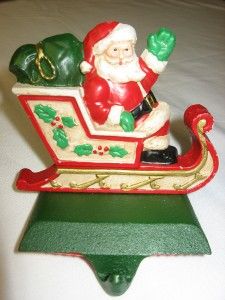 Midwest Imports Stocking Holder Hanger Santa in Sleigh Cast Iron