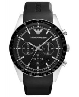 Emporio Armani Watch, Mens Chronograph Black Matte Rubber Strap 46mm