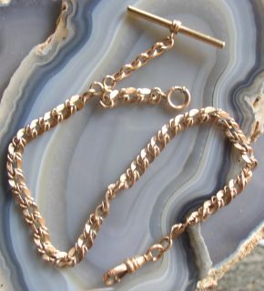 Antique Gold Pocket Watch Chain with T Bar and Fob Extender 2