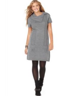Love Squared Plus Size Dress, Short Sleeve Cable Sweaterdress