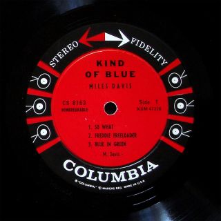 Miles Davis Kind of Blue LP Columbia CS 8163 Orig US 1959 6EYE Stereo