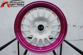 Rota Track R 15x7 4x100 ET40 White Pink Rims Wheels