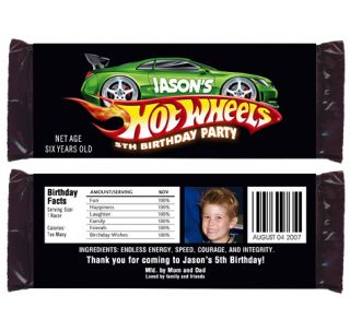 Hot Wheels Birthday Party Candy Wrappers