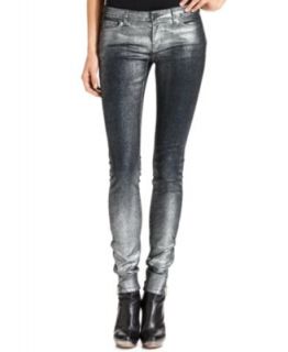 MICHAEL Michael Kors Jeans, Skinny Snakeskin Print, Gunmetal Wash