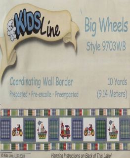 Kidsline Big Wheels Firetrucks Cycles 30 ft Wall Border New