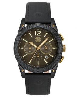 Andrew Marc Watch, Mens Chronograph Black Leather Strap 45mm A11407TP
