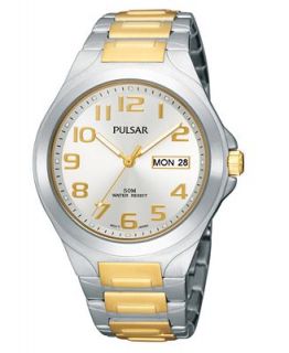 Pulsar Watch, Mens Two Tone Stainless Steel Bracelet PXN153