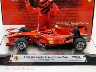 Ferrari F1 2007 Chinese GP 200th GP Win Ferrari 1 18 Hot Wheels