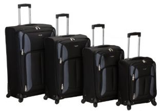 Rockland Luggage Impact Spinner 4 Piece Luggage Set Black One Size New