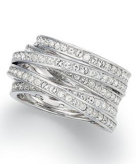 Swarovski Ring, Silver Tone Crystal Spiral Ring   Fashion Jewelry