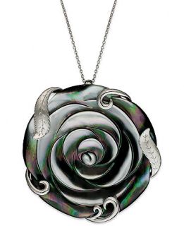 Sterling Silver Necklace, Cultured Tahitian Mother of Pearl Flower