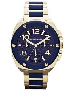 Michael Kors Watch, Womens Chronograph Navy Silicone and Gold Tone