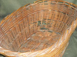 Antique Large Dark Wicker Laundry Basket