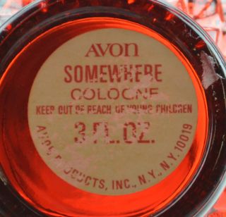 Vintage Avon Ruby Red Somewhere Cologne Glass Bottle 7 Tall