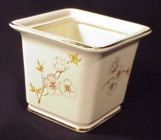 Hyalyn Vase or Planter with Magnolia Blossoms and Gold Trim 188