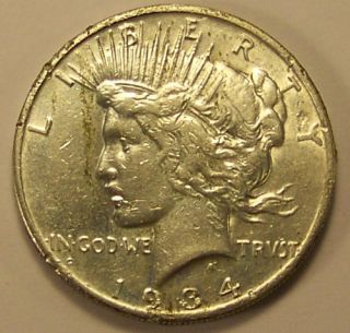 Genuine 1934 s Peace Dollar Key Coin 209 Nice Detail