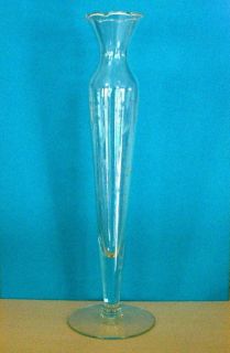 Heritage Crystal Etched Glass Bud Vase 9 75 Tall Fluted Rim