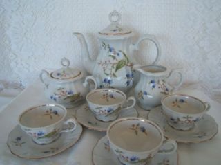 Bareuther~ Demi Tasse or Tea Pot Set w Creamer, Sugar, 6 Cups Saucers
