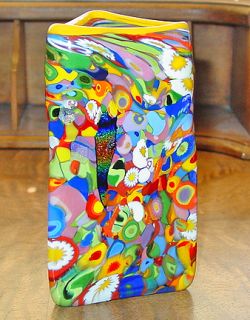 Signed Mad Art Everything But The Kitchen Sink Triangle Art Glass Vase