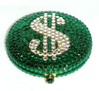 Estee Lauder Emerald Lucky Dollar Crystal Compact RARE