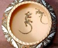 Native American Zuni N Simplicio Handbuilt Lizard Pottery Bowl