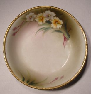 Handpainted Nippon 7 Piece Enameled Floral Berry Set Chip