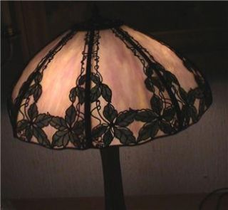 Handel Overlay Lamp Signed Base Shade Excellent All Original Shipping
