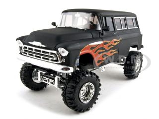 1957 Chevrolet Suburban Black with Flames 1 24 Diecast