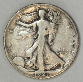 1921 s Walking Liberty Silver Half Dollar Full Rims Date