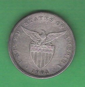 US Philippines One Peso 1904 P Scarce Key Date 524