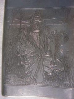 British Pewter Flask with Fly Fishing Scenes